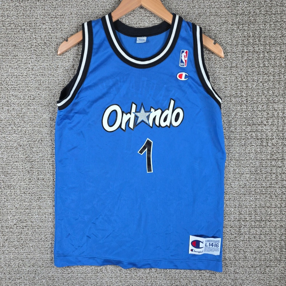 Champion Orlando Magic Anfernee Penny‎ Hardaway Jersey Kids Large 14-16 Blue NBA